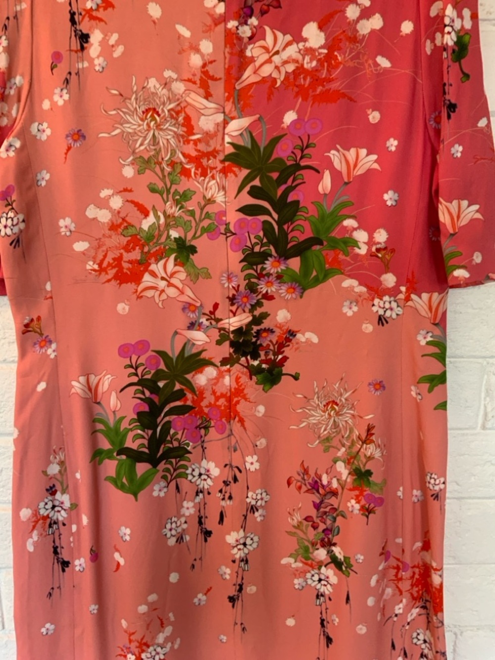 Givenchy Couture Japanese Floral Pattern Sheath Dress in Pinks & Peach - Picture 7 of 11
